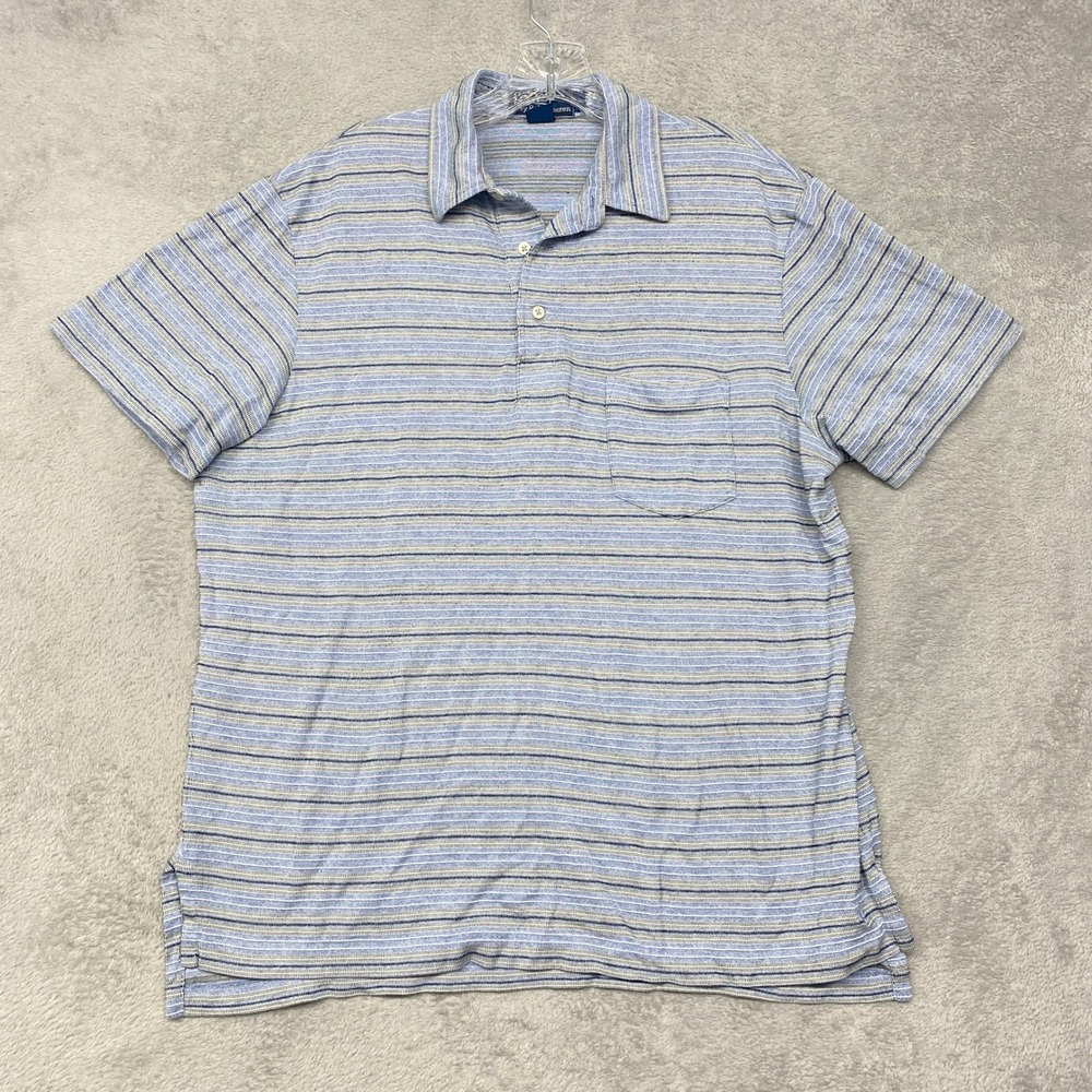 Polo Ralph Lauren Mens L Striped Pocket Short Sleeve Polo Shirt Pima Cotton